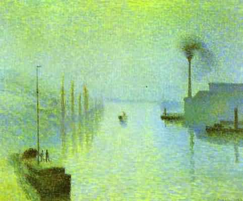 Camille Pissarro Lacroix Island Rouen in Fog Oil Painting