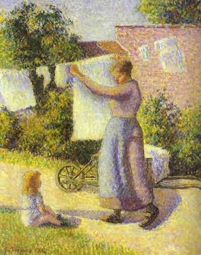 Camille Pissarro Woman Hanging Laundry Oil Painting