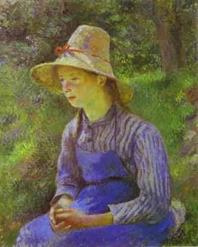 Camille Pissarro Young Peasant Girl Wearing a Hat Oil Painting