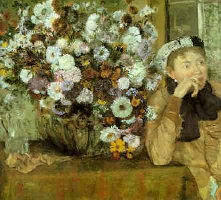 Edgar Degas Woman with Chrysanthemum Oil Painting