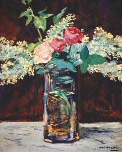 Edouard Manet Rose and Lilacs in a White Vase Oil Painting