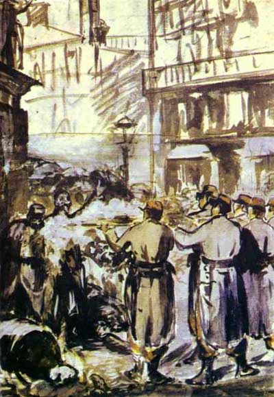 Edouard Manet The Barricade Civil War Oil Painting