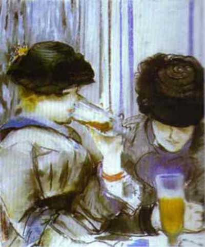 Edouard Manet Two Women Drinking Bocks Oil Painting