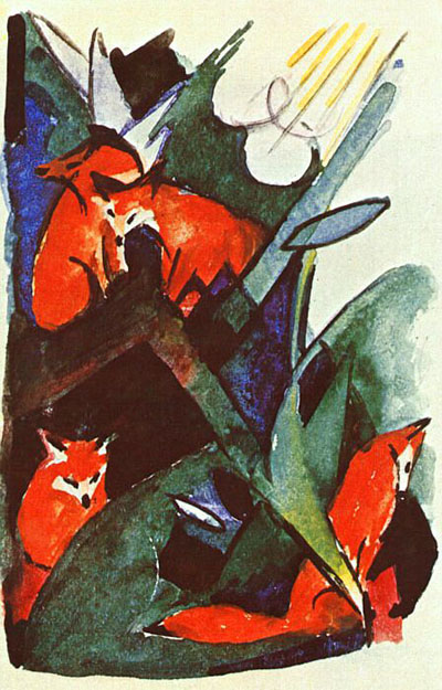 Franz Marc Four Foxes Oil Painting