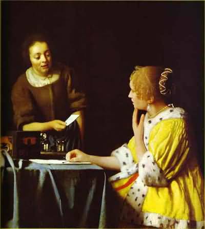 Jan Vermeer Lady with Her Maidservant Oil Painting