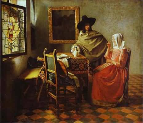 Jan Vermeer The Glass of Wine Oil Painting