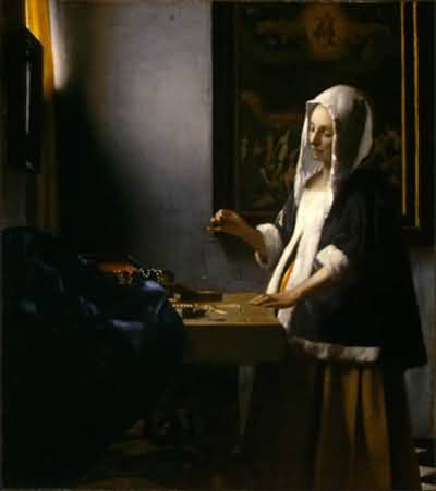 Jan Vermeer Woman Holding A Balance Oil Painting