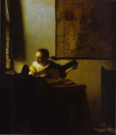 Jan Vermeer Woman Playing a Lute near a Window Oil Painting