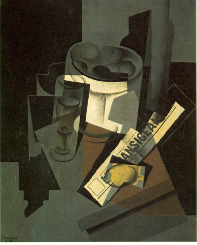 Juan Gris Fruit Dish Glass and Lemon Oil Painting