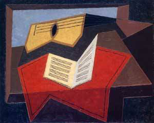 Juan Gris Guitar and Music Paper Oil Painting