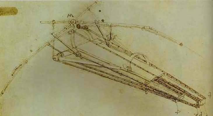 Leonardo da Vinci Drawing of a Flying Machine Oil Painting