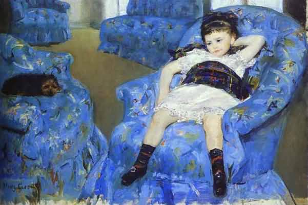 Mary Cassatt Little Girl in a Blue Armchair Oil Painting