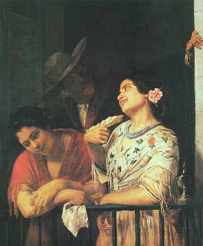 Mary Cassatt On a Balcony During a Carnival Oil Painting