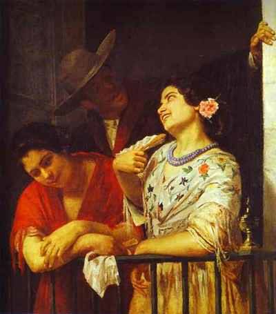 Mary Cassatt On the Balcony During Carnival Oil Painting