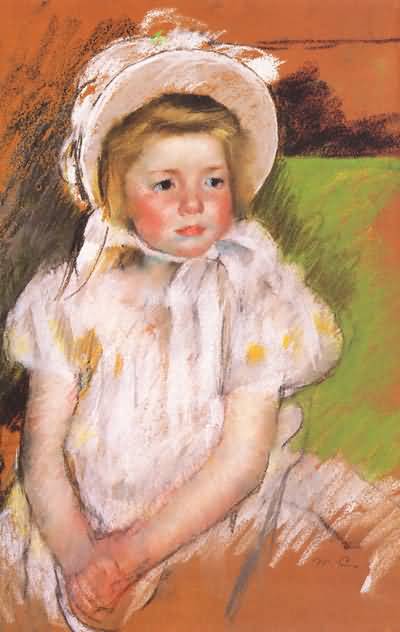 Mary Cassatt Simone in a White Bonnet Oil Painting