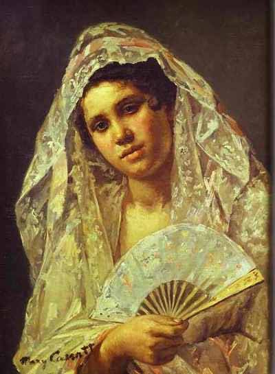 Mary Cassatt Spanish Dancer Wearing a Lace Mantilla Oil Painting