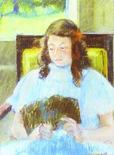 Mary Cassatt Young Girl Reading Oil Painting