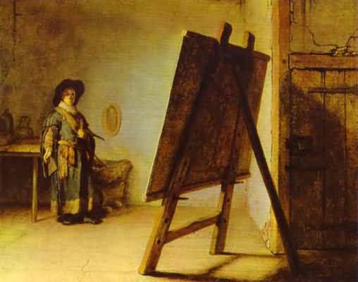 Rembrandt van Rijn An Artist in His Studio Oil Painting