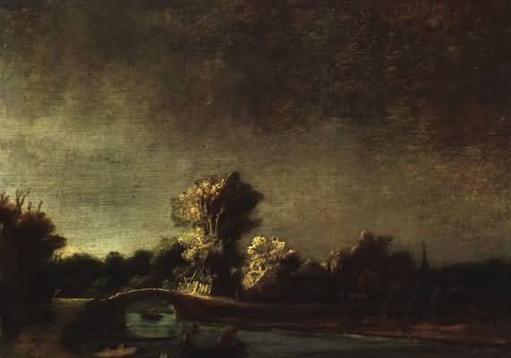 Rembrandt van Rijn Landscape with a Stone Bridge Oil Painting