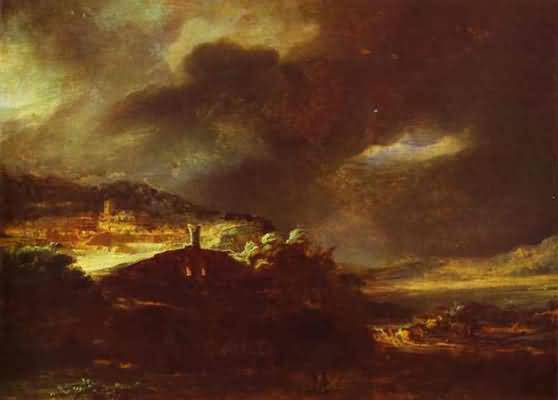 Rembrandt van Rijn Paysage D Orage Oil Painting