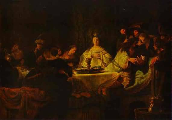 Rembrandt van Rijn Samson Putting Forth His Riddles at the Wedding Feast Oil Painting