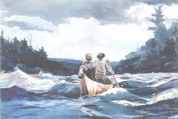 Winslow Homer Canoe in the Rapids Oil Painting