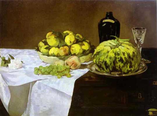 Edouard Manet Still Life with Melon and Peaches Oil Painting