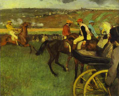 Edgar Degas At the Races Amateur Jockeys Oil Painting