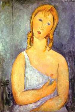 Amedeo Modigliani Girl in a White Chemise Oil Painting