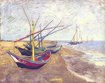 Fishing Boats on the Beach at Saintes Maries, Arles: late June, 1888