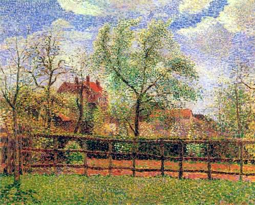 Pear Trees in Bloom at Eragny, Morning ,1886