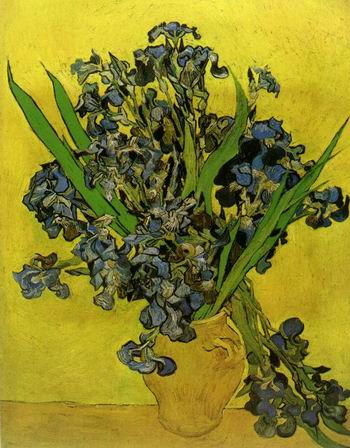 Still Life: Vase with Irises Against a Yellow Background,Saint R