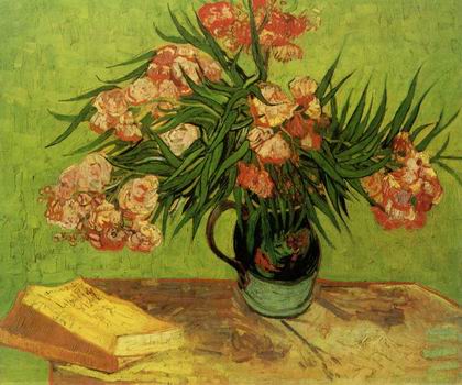 Still Life: Vase with Oleanders and Books,Arles: August, 1888