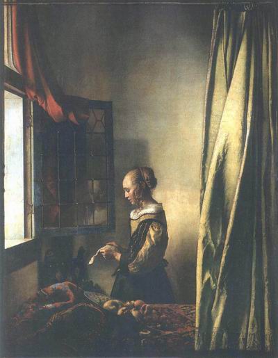 Girl reading a letter at an open window,1657