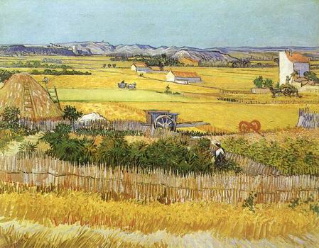 Harvest at La Crau, with Montmajour in the Background ,Arles: June, 1888