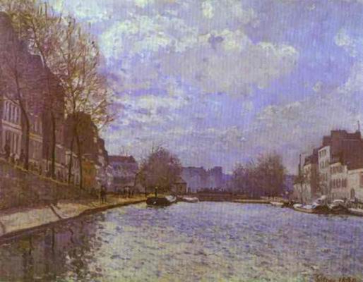 The Saint Martin Canal in Paris. 1870