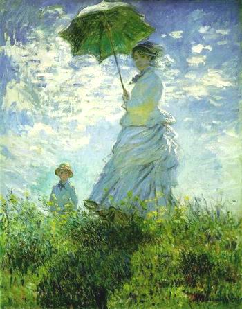 The Stroll, Camille Monet and Her Son Jean (Woman with a Parasol) 1875