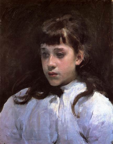 Young Girl Wearing a White Muslin Blouse