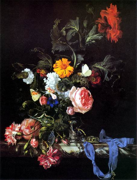 Flowers in Silver Vase