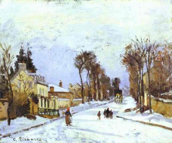 La Route de versailles a Louveciennes (effet de neige). 1869.