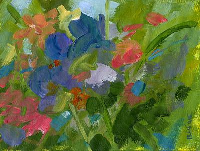 Abstract Impressionist Flower Painting with Iris