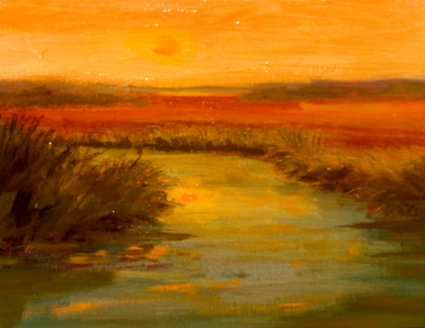 Contemporary Sunset Marsh Impressionist Painting