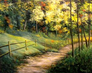 The Pathway of Life ~ 8/13/08 A Painting a Day Hudson River School Landscapes by Connie Tom