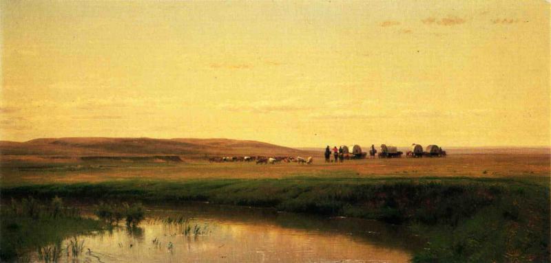 A Wagon Train on the Plains, Platte River