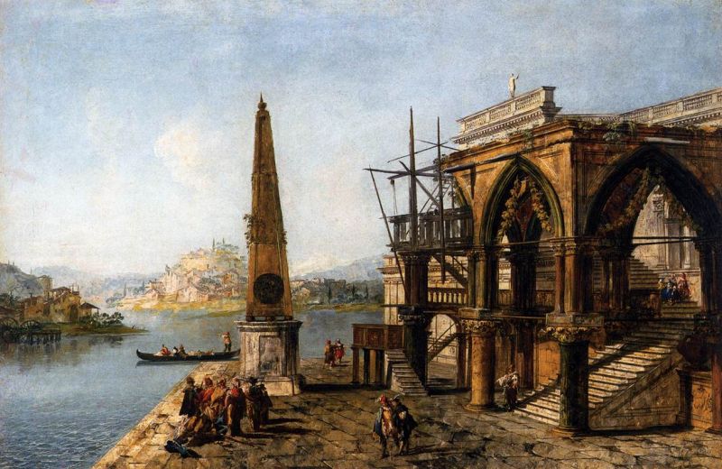 Capriccio with Gothic Building and Obelisk