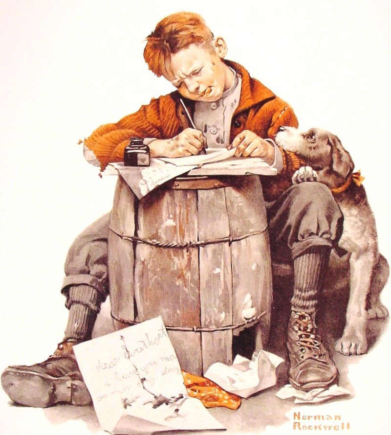 Little Boy Writing a Letter