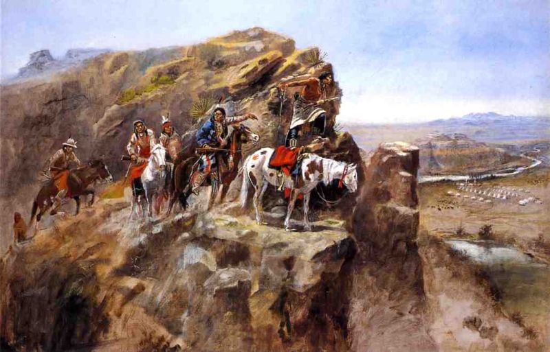 Indians on a Bluff Surveying General Miles&#39; Troops