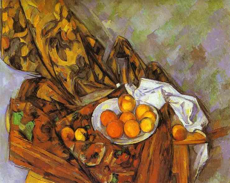 Still Life With Flower Curtain And Fruit