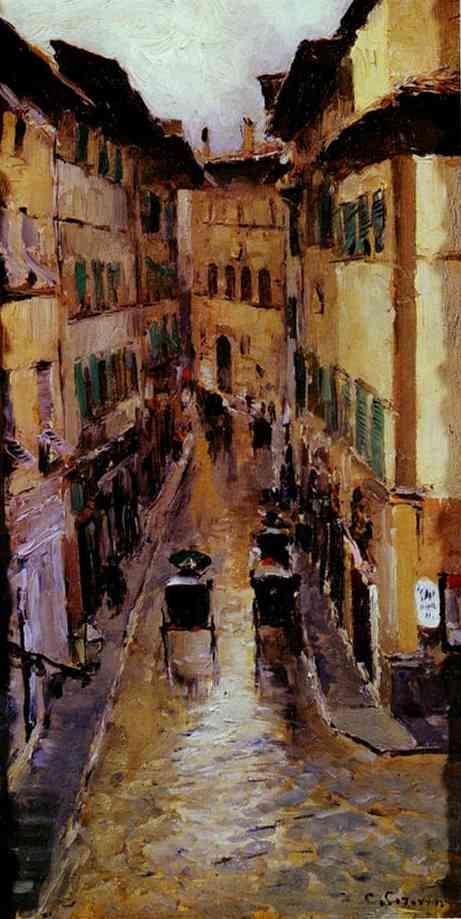 A Florence Street in the Rain