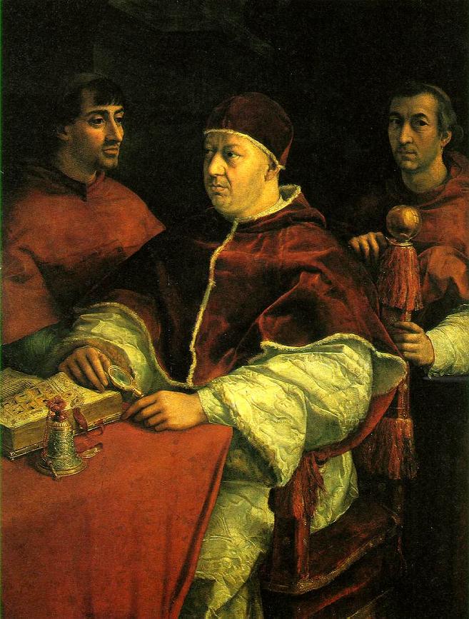 Pope Leo X With Two Cardinals